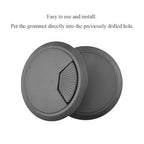 HAHIYO 2Pcs 3.15Inch/80mm Black ABS Plastic Sector-Shaped Desk Grommet Wire - Image 5