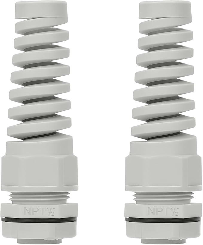 LeMotech 2Pcs NPT 1/2" IP68 Waterproof Cable Gland Flex Spiral Strain Relief by LeMotech