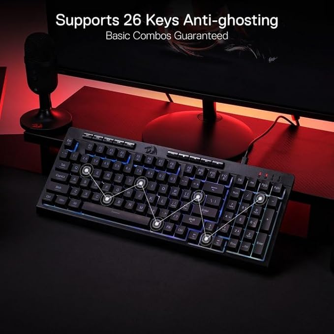 Redragon K515 Shiva Wired RGB Membrane Gaming Keyboard, 98 Keys Mechanical-Feel - Image 6