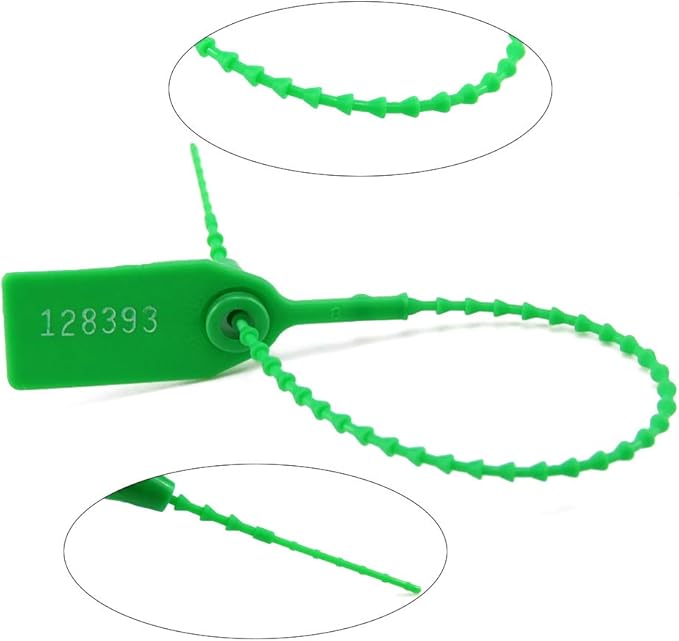 Leadseals 100 Green Plastic Tamper Seals, Zip Ties - Image 8