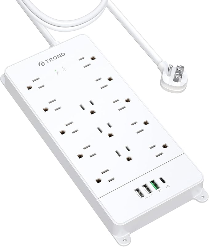TROND Surge Protector Power Strip 10 ft, Flat Plug Long Extension Cord - Image 9