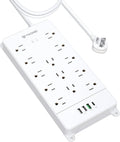 TROND Surge Protector Power Strip 10 ft, Flat Plug Long Extension Cord by TRONDOfficial