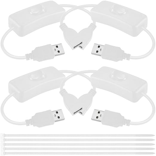4PCS USB Power Switch Cable USB 2.0 A Male to Female Extension Cord On/Off by MKBKLLJY