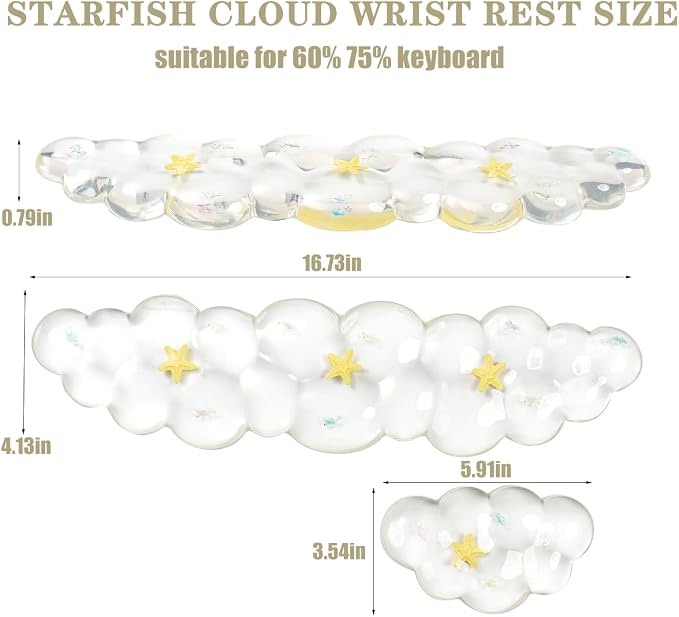 Gel Keyboard and Mouse Wrist Rest Set – Clear Cloud Wrist Rest - Image 2