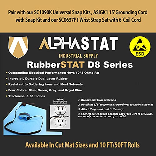 RubberStat Dual Layer ESD Compliant Workstation Rubber Table Mat Kit, Cell - Image 7