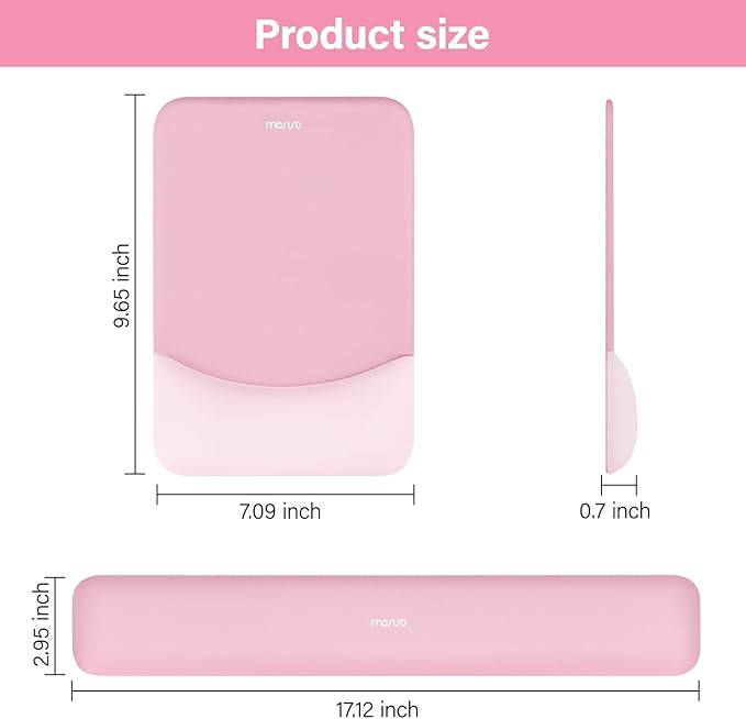 MOSISO Wrist Rest Support for Mouse Pad&Keyboard Set, Rectangular Ergonomic - Image 7