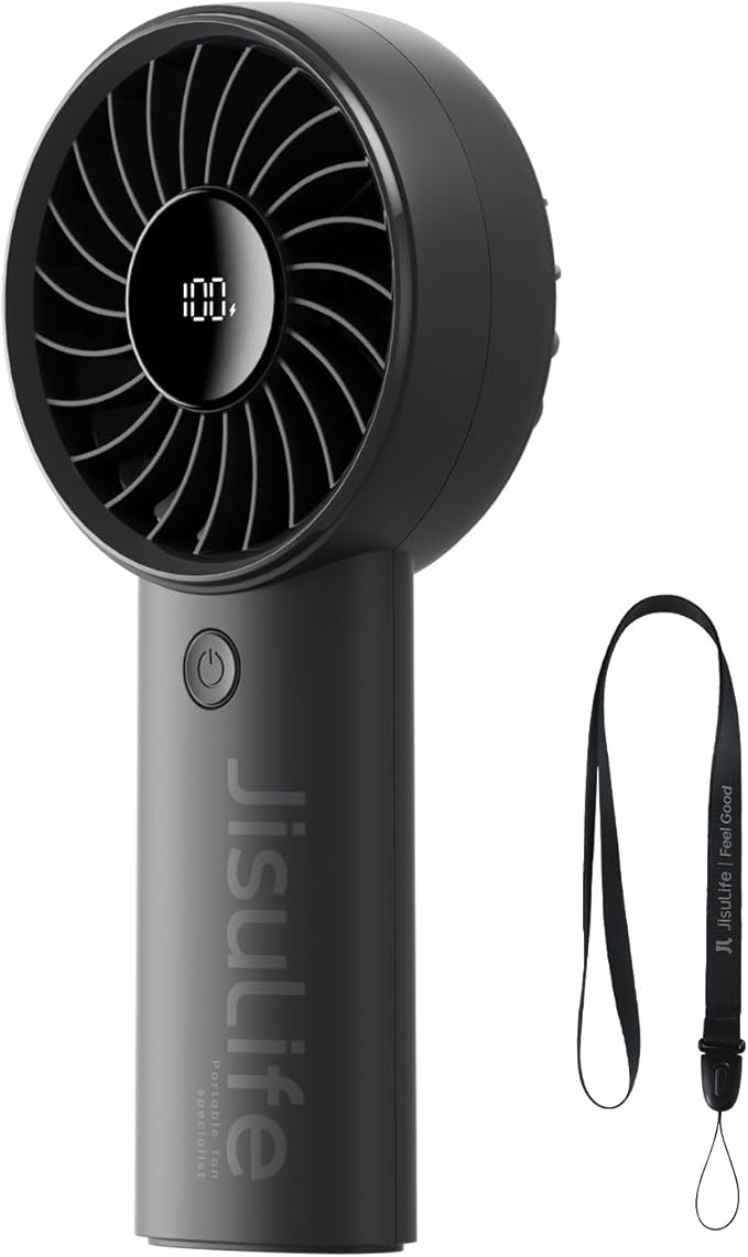 JISULIFE Handheld Fan Life4, 5000mAh Portable Rechargeable Fan, 5-Speed Turbo by LivechillStaycool