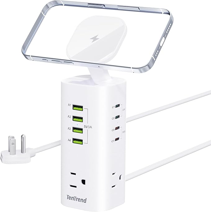 TenTrend 160W Fast Charging Tower Power Strip, Surge Protector by TenTrend