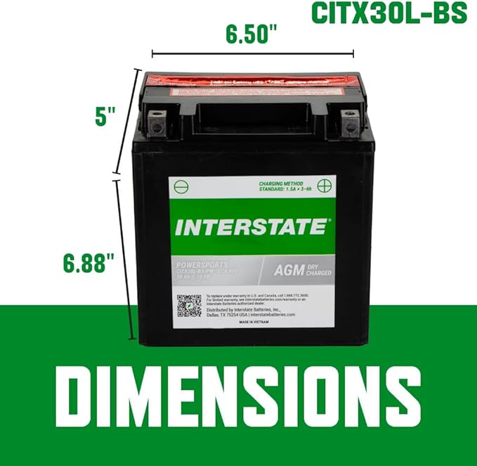 Interstate Batteries YIX30L-BS 12V 30Ah Powersports Battery 400CCA - Image 4