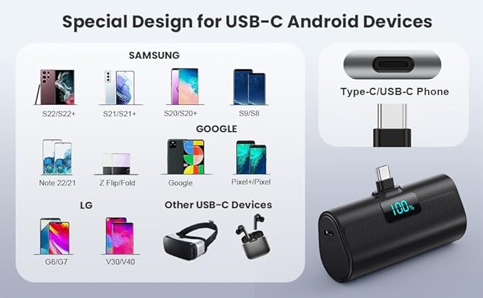 Portable Charger for iPhone 16/15 Series, 5200mAh PD USB C Power Bank Built-in - Image 8