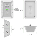 USB Wall Charger, Surge Protector, QINLIANF 5 Outlet Extender - Image 7