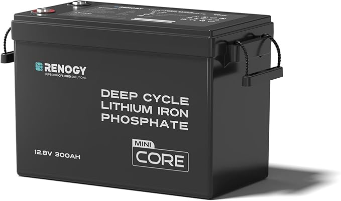 Renogy 12V 300Ah Mini Size LiFePO4 Lithium Battery, 200A BMS by RenogySolar