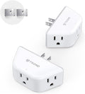 TROND 2 Prong to 3 Prong Outlet Adapter 2 Pack, 3-Way Angled Wall Extender by TRONDOfficial