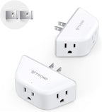 TROND 2 Prong to 3 Prong Outlet Adapter 2 Pack, 3-Way Angled Wall Extender by TRONDOfficial