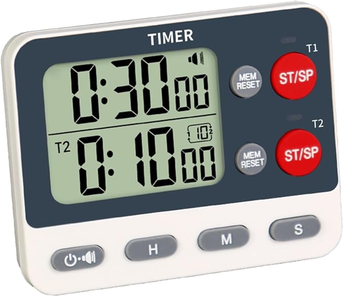 Digital Dual Kitchen Timer, 2 Groups Cycle Countdown Timer, ON/Off Memory by MOSTRUST
