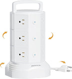 Power Strip Tower Surge Protector, JACKYLED 12 Outlets 6 USB Charging Station - Image 8