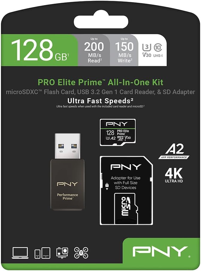 PNY 128GB PRO Elite Prime™ C10 U3 V30 A2 microSDXC Flash Memory Card & - Image 10