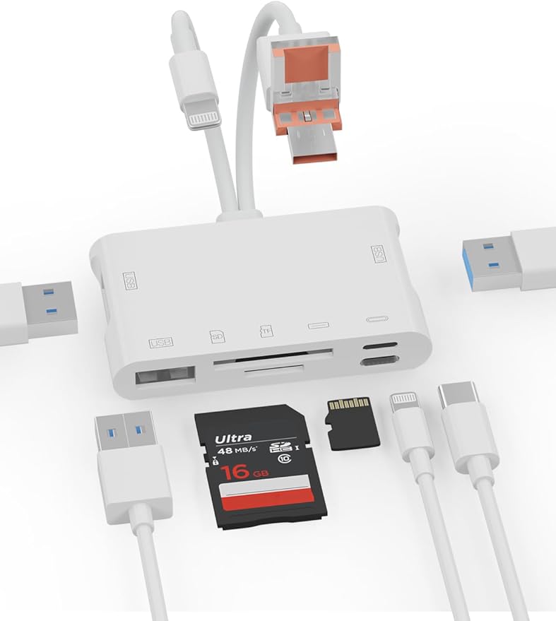 Memory Card Reader, 7-in-1 SD Card Reader & USB OTG Adapter by Endoscope