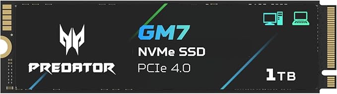 acer Predator GM7 1TB SSD: M.2 2280 PCIe Gen 4 x4 NVMe 2.0, Read Speed Up to by Acer