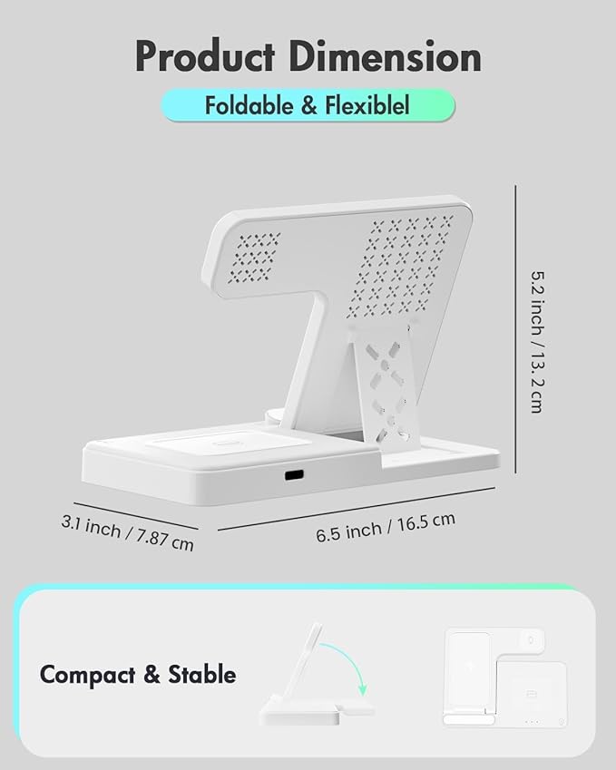 Wireless Charger Stand Charging Station: 3 in 1 Charger Stand Multiple Devices - Image 4