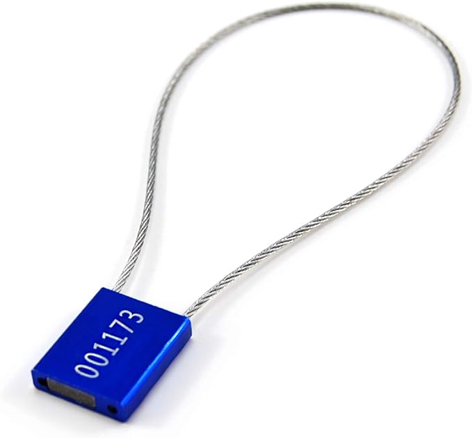 Leadseals 200 Blue Steel Cable Seals Metal Security Tag Numbered Truck Trailer by LeadSeals
