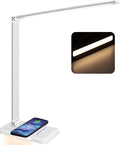 LED Desk Lamp with Night Light, Fast Wireless Charger, USB Charging Port by JOSTIC