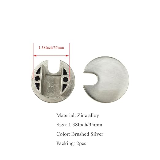 HAHIYO 2Pcs 1.38Inch/35mm Brushed Silver Zinc Alloy Desk Grommet Wire Grommet - Image 2