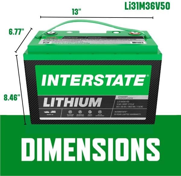 Interstate Batteries 36V 50Ah Group Size 31M Lithium Marine/RV Deep Cycle - Image 3