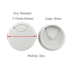 HAHIYO 2Pcs 3.15Inch/80mm White ABS Plastic Sector-Shaped Desk Grommet Wire - Image 2