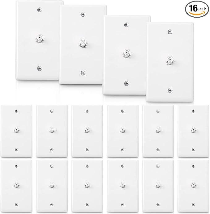 1-Port TV Cable Wall Plate F Connector Wall Plate Coax Wall Plate Video Wall by Weewooday