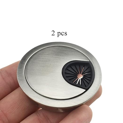 HAHIYO 2Pcs 2Inch/50mm Brushed Silver Zinc Alloy Desk Grommet Wire Grommet - Image 6