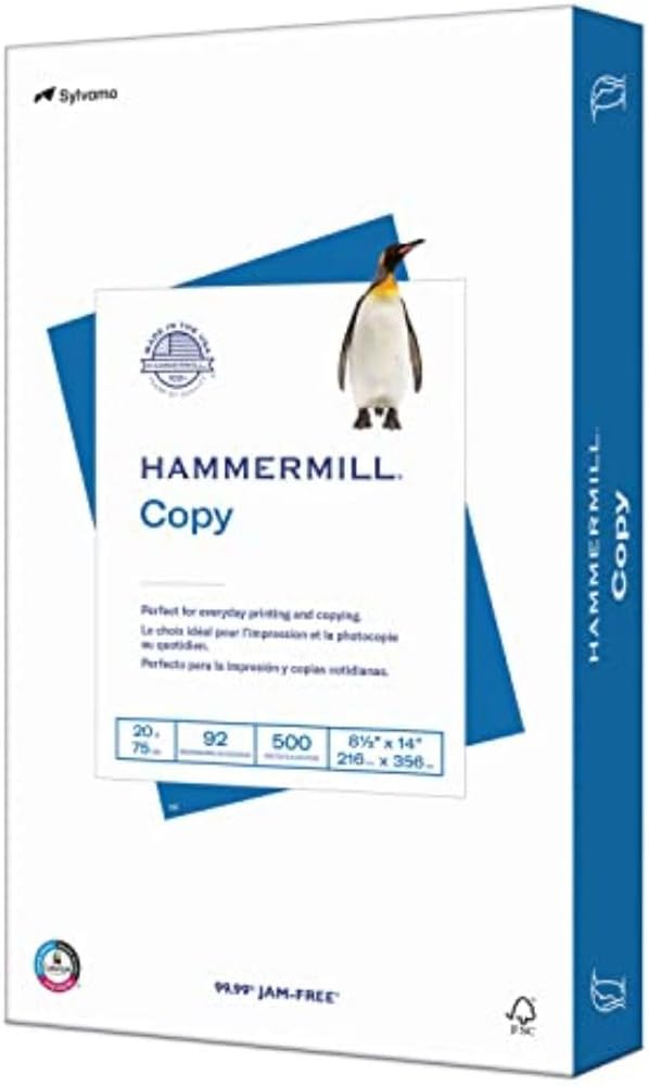 Hammermill Printer Paper, 20 lb Copy Paper, 8.5 x 14 by Hammermill