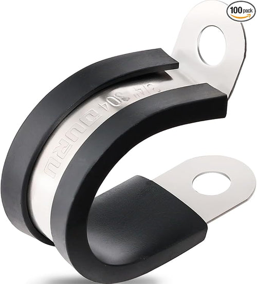 100PCS Cable Clamps 3/4 Inch 304 Stainless Steel Cable Clamps Rubber Coated by OURU