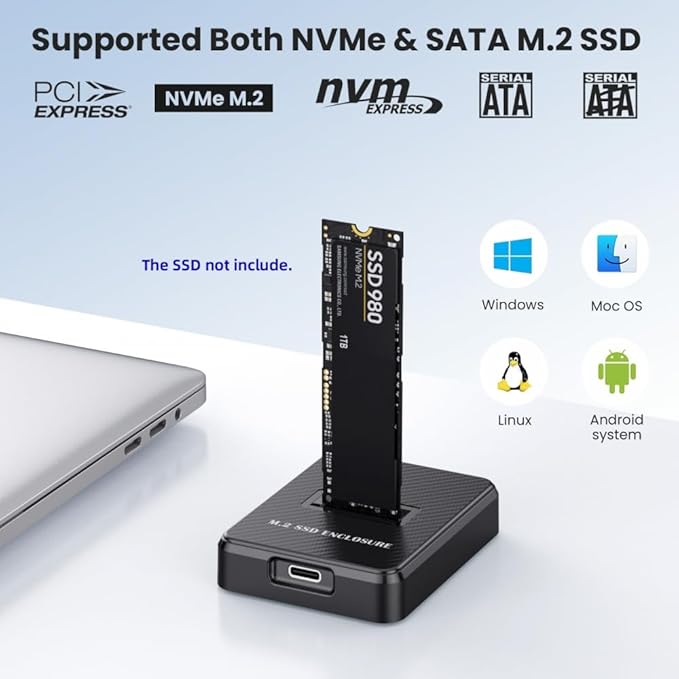 CY USB 3.0 USB-C Type-C to NVME M-Key M.2 NGFF SATA SSD Docking Vertical - Image 7
