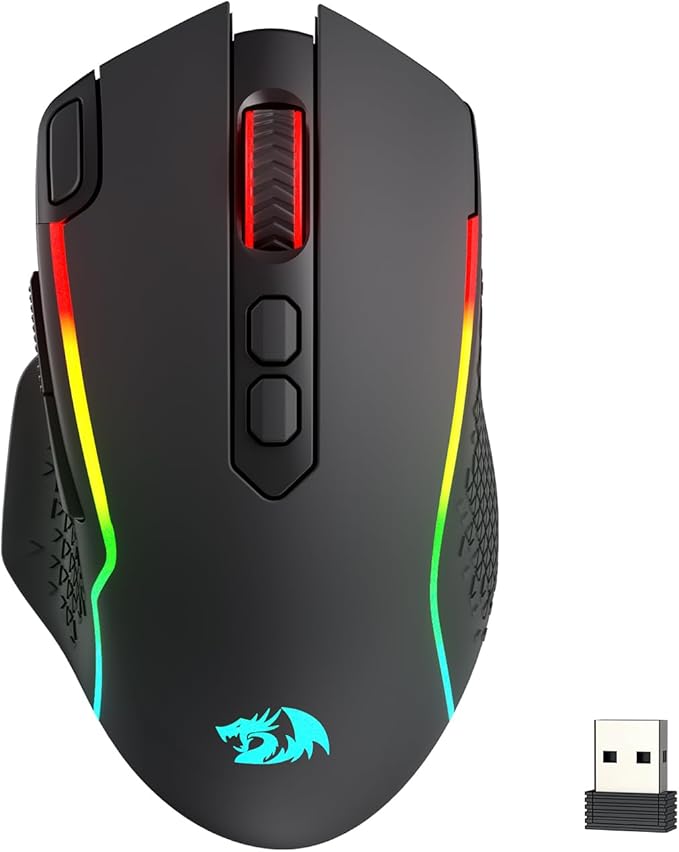 Redragon M810 MAX 3-Mode Wireless Gaming Mouse, 12000 DPI Wired/Wireless RGB by REDRAGON