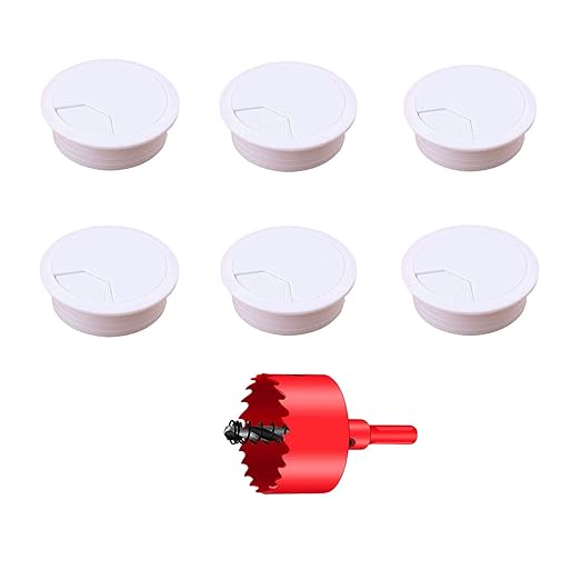 TuTuYa 6PCS Desk Grommet, 3-1/6inch White Desk Cable Hole Covers by TuTuYa