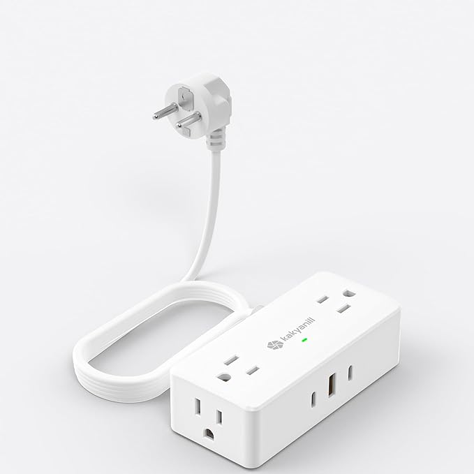 Kakyanill European Travel Plug Adapter, Type E F Plug Adapter, 4 AC Outlets by kakyanill