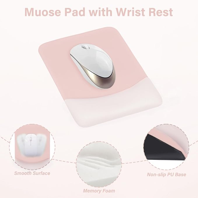 MOSISO Wrist Rest Support for Mouse Pad&Keyboard Set, Rectangular Ergonomic - Image 3