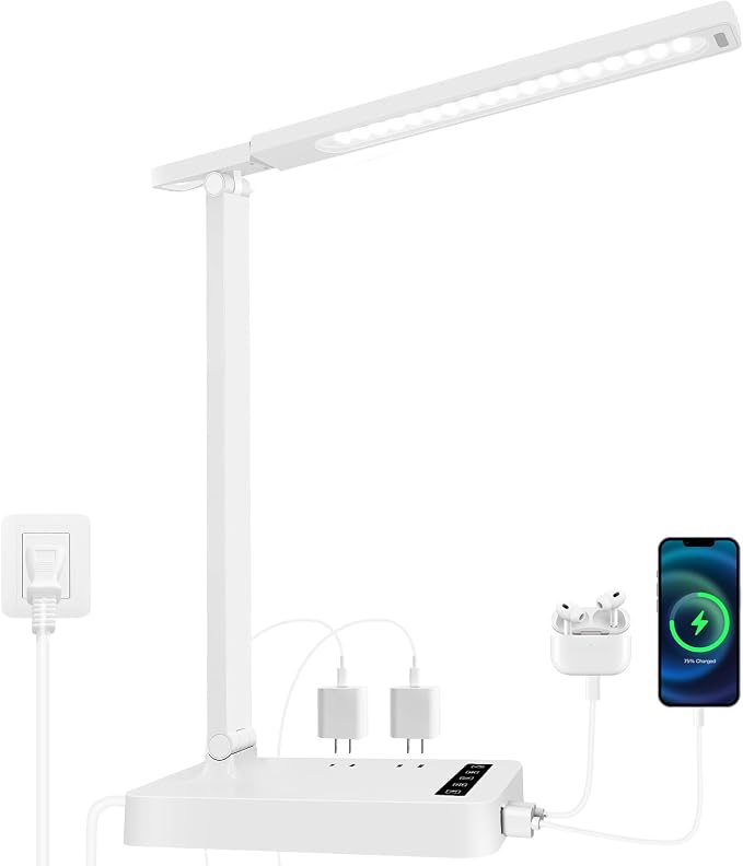 Desk Lamp with 4-Port Charging Station, 5 Color Modes & Adjustable Brightness by Unknown