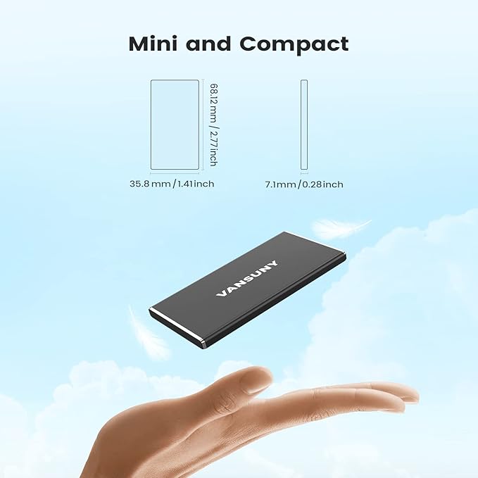 Vansuny 500GB Portable External SSD, USB 3.1 Gen2 450MB/s High-Speed Data - Image 3