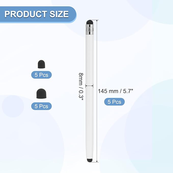 PATIKIL 5 Pcs Stylus Pens for Touch Screens, 2 in 1 High Sensitivity Universal - Image 2