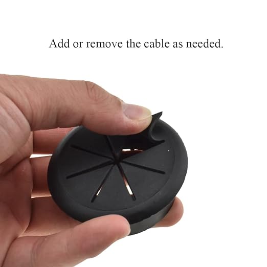 HAHIYO 2Pcs 2Inch/50mm Black ABS Plastic Eight-petaled Desk Grommet Wire - Image 4