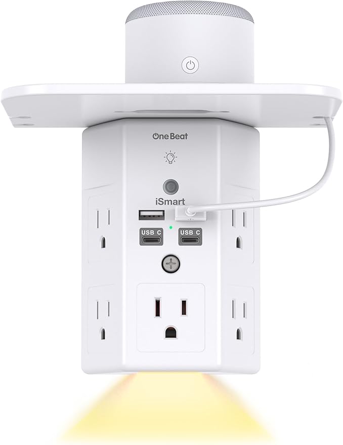 One Beat Surge Protector Wall Outlet Extender, 5 Outlets & 4 USB Ports by OneBeat