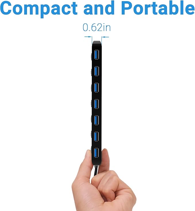 atolla 7-Port USB 3.0 Hub Splitter, USB Extender Ultra Slim Data USB Hub - Image 6