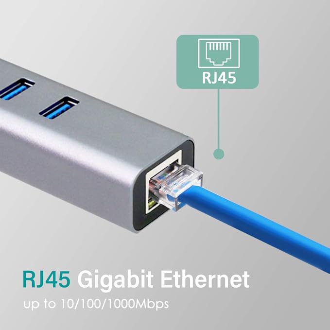 Opro9 4-in-1 USB C to Ethernet Hub, USB OTG Network Adapter, 3xUSB 3.0 - Image 4