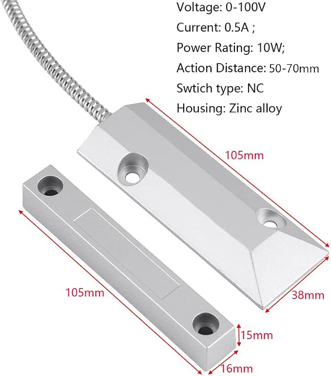 Home Security Wired Rolling Door Contact 0~100V/0.5Amp Magnetic Reed Switch - Image 3