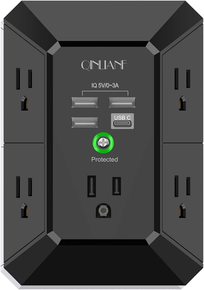 USB Wall Charger, Surge Protector, QINLIANF 5 Outlet Extender by QINLIANF