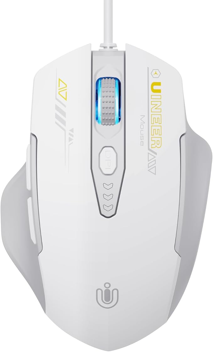 Wired Mouse, 4 Levels Adjustable DPI, 6 Programmable Buttons, Ergonomic by UINEER