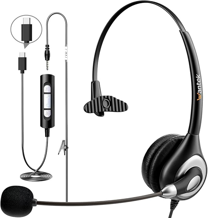 Wantek Headset with Microphone for PC Wired Headphones by Wantek