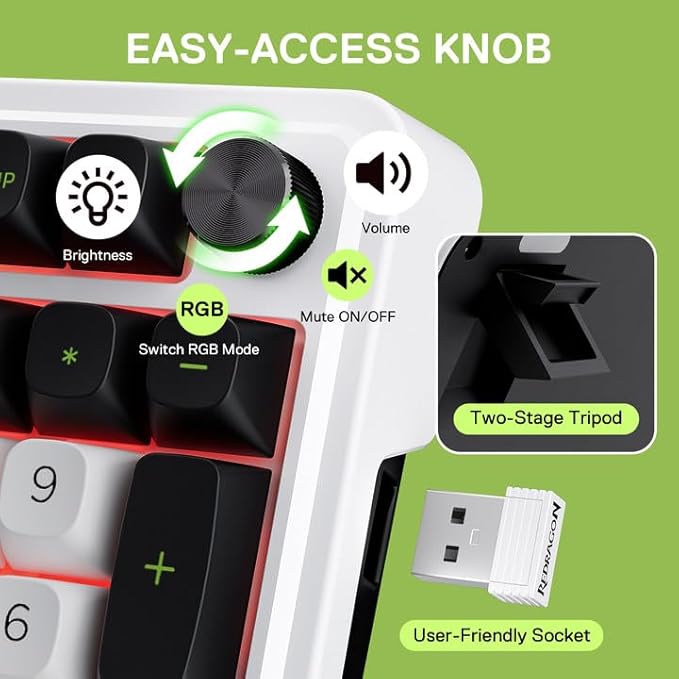 Redragon K686 PRO 98 Keys Wireless Gasket RGB Gaming Keyboard, 3-Mode PBT - Image 5